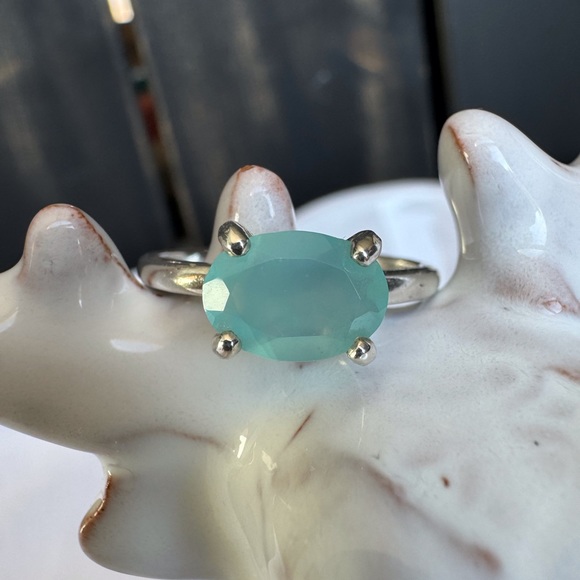 Aqua Chalcedony Gemstone Ring 925SS-NWOT